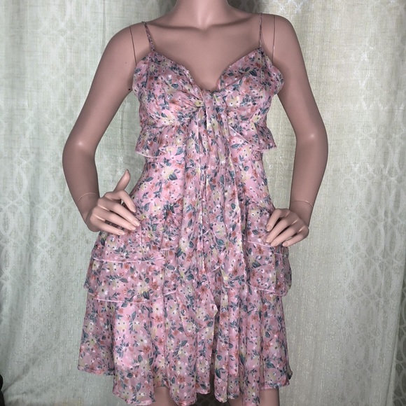 SLEEVELESS RUFFLE FLORAL MINI DRESS - Picture 6 of 9